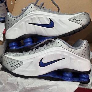 NEW-Nike Shox R4-White and Blue Athletic Shoes